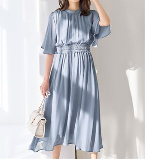 alotta（アロッタ）の「【接触冷感】インナー付シャーリングシフォンワンピース（その他ワンピース）」｜ラベンダーブルー