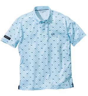 「＜トランスコンチネンツゴルフ＞ドライゴルフポロシャツ（メンズポロシャツ）」｜サックス系ドット柄