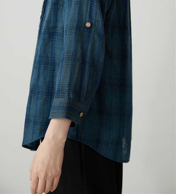 BELLUNA（ベルーナ）の「【綿100％素材】ダブルガーゼ素材丸衿多ボタンブラウス（ブラウス）」｜詳細画像