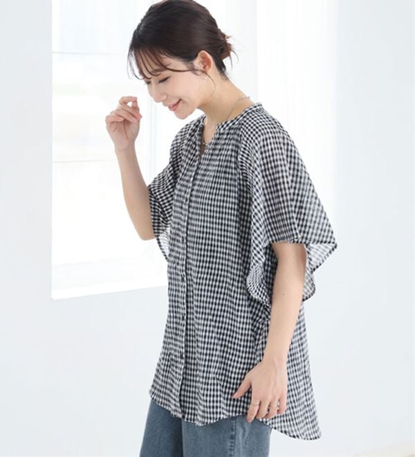 A HAPPY MARILYN（アハッピーマリリン）の「【Ｌ～６Ｌ】【風通るプレミアム】フレアスリーブワイドブラウス（ブラウス）」｜詳細画像