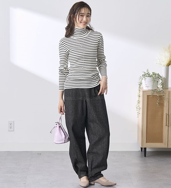 BELLUNA（ベルーナ）の「＜＆ｃｏｃｏｃｈｉ＞ハピネスコットン１００％×吸湿発熱リブタートルニット（ニット・セーター）」｜詳細画像