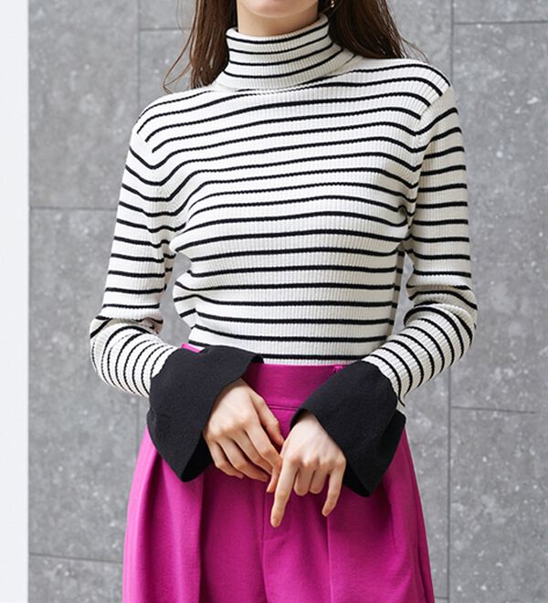 RANAN（ラナン）の「＜ムースタッチ＞洗える！バイカラータートルリブニット（ニット・セーター）」｜詳細画像