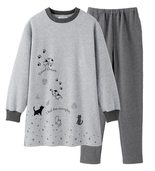 「あったか裏起毛にゃんこパジャマ（パジャマ・ルームウェア）」｜詳細画像