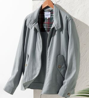 「＜アーノルド　パーマー＞リネンブレンドサマーデニムジャケット（メンズジャケット）」｜グレー