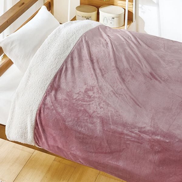 「毛布にもなるフランネル掛布団カバー＜２ＷＡＹ・あったか・裏面シープ調・アルミシート入＞（掛布団カバー）」｜無地ピンク