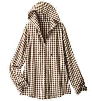 ルフラン（ルフラン）の「ギンガムチェック日よけパーカー（パーカー）」｜ベージュ系
