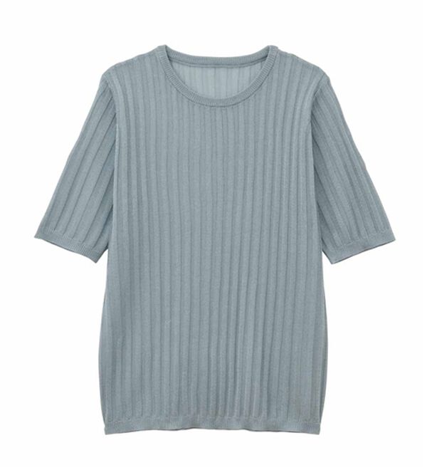 RANAN（ラナン）の「5分袖シアーラメリブニット（ニット・セーター）」｜詳細画像