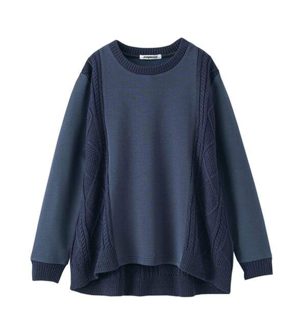 BELLUNA（ベルーナ）の「ケーブル柄ニット切替プルオーバー（カットソー）」｜詳細画像