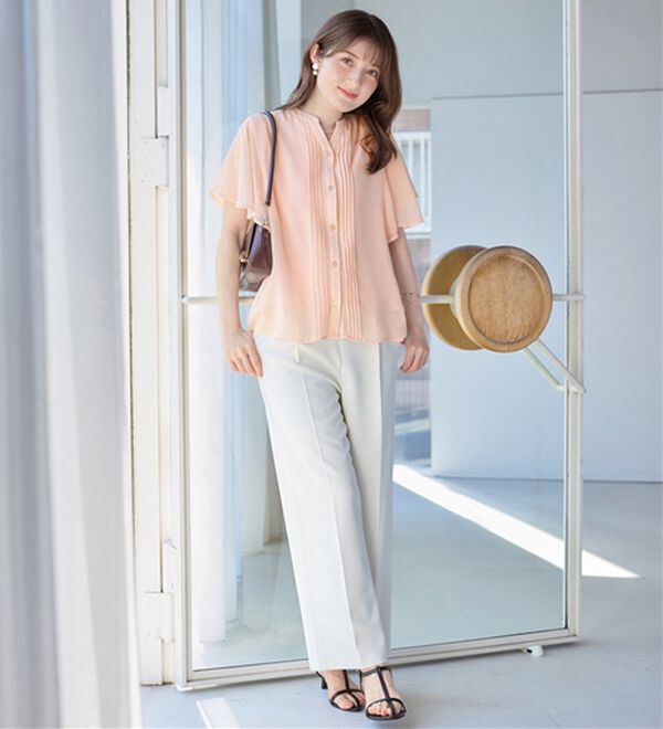 alotta（アロッタ）の「【接触冷感】インナー付ピンタックデザインブラウス【イエベ・ブルべ】（ブラウス）」｜詳細画像