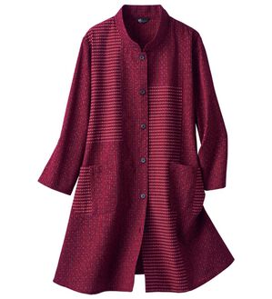 ルフラン（ルフラン）の「日本製　久留米織綿１００％切替ブラウス（ブラウス）」｜赤系