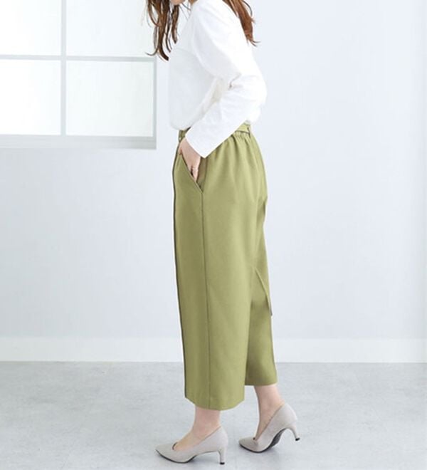 BELLUNA（ベルーナ）の「ウーリッシュ素材ベルト付ワイドパンツ（その他パンツ）」｜詳細画像