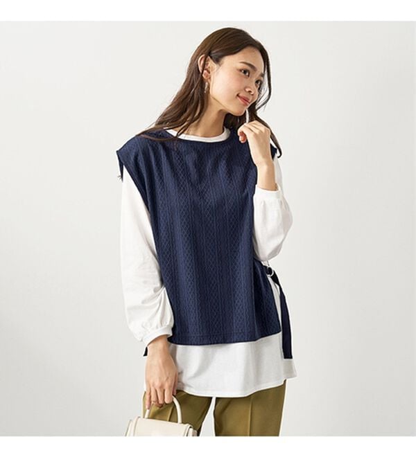 BELLUNA（ベルーナ）の「カットソージャカード素材ベストアンサンブル（アンサンブル）」｜詳細画像