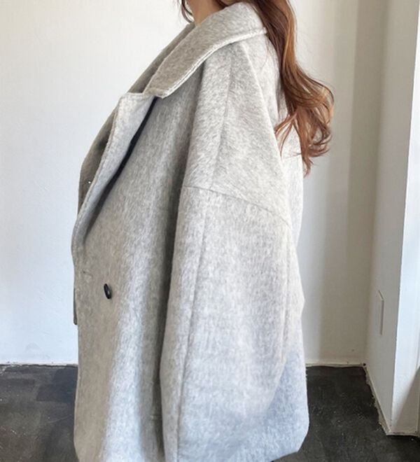 「【YOUING.】シャギーオーバーサイズミドルコート（ハーフコート）」｜詳細画像