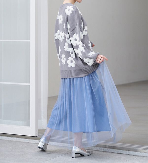 RANAN（ラナン）の「ふわっと可愛いフリルギャザーチュールスカート（ロングスカート）」｜詳細画像