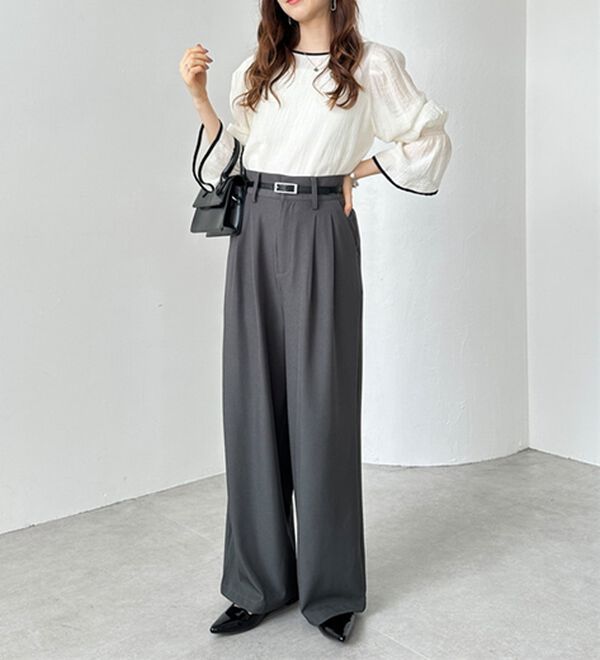 GeeRA（ジーラ）の「着心地抜群！ハイウエストダブルタックワイドパンツ（フルレングスパンツ）」｜詳細画像