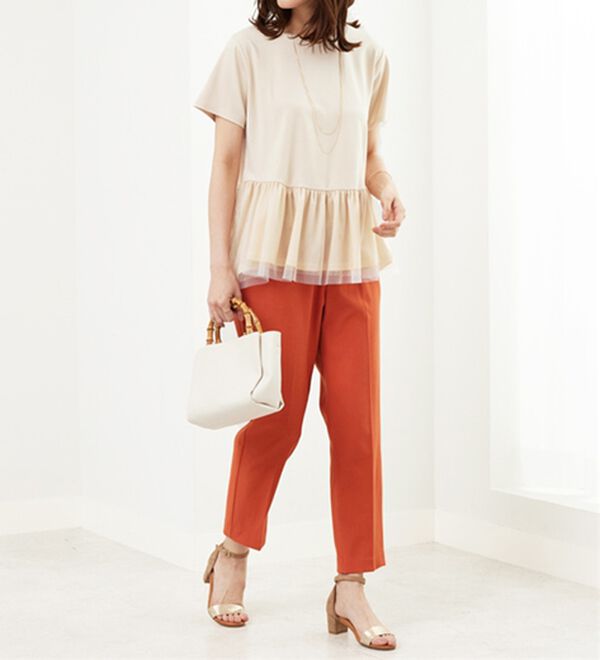 BELLUNA（ベルーナ）の「【Ｌａｇｒｉｌｕａ】チュール素材切替デザインチュニック（カットソー）」｜詳細画像