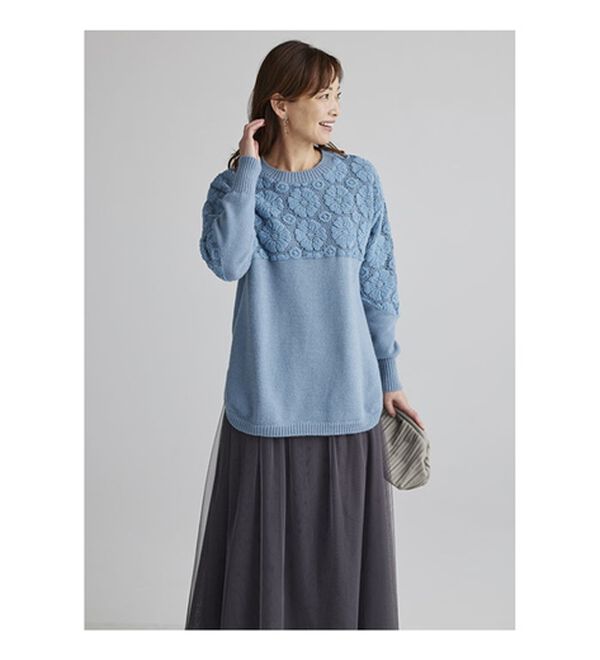 BELLUNA（ベルーナ）の「ふんわりフラワーレースニット（ニット・セーター）」｜詳細画像