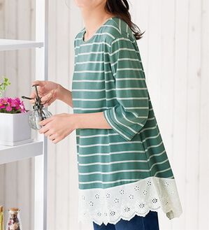 BELLUNA（ベルーナ）の「華やかレース使いボーダーチュニック（チュニック）」｜詳細画像