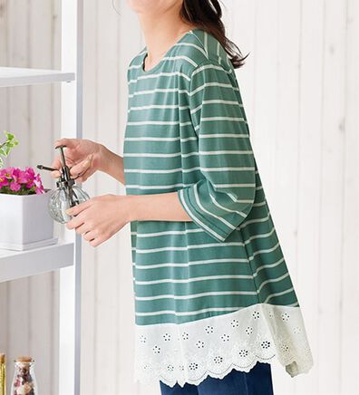 BELLUNA（ベルーナ）の「華やかレース使いボーダーチュニック（チュニック）」