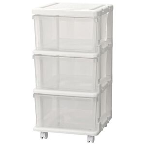 「新便利な３段チェスト（収納ケース・収納ボックス）」｜クリア