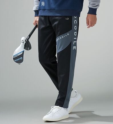 「＜クロコダイル＞防風ストレッチ裏フリースジャージパンツ（メンズフルレングスパンツ）」