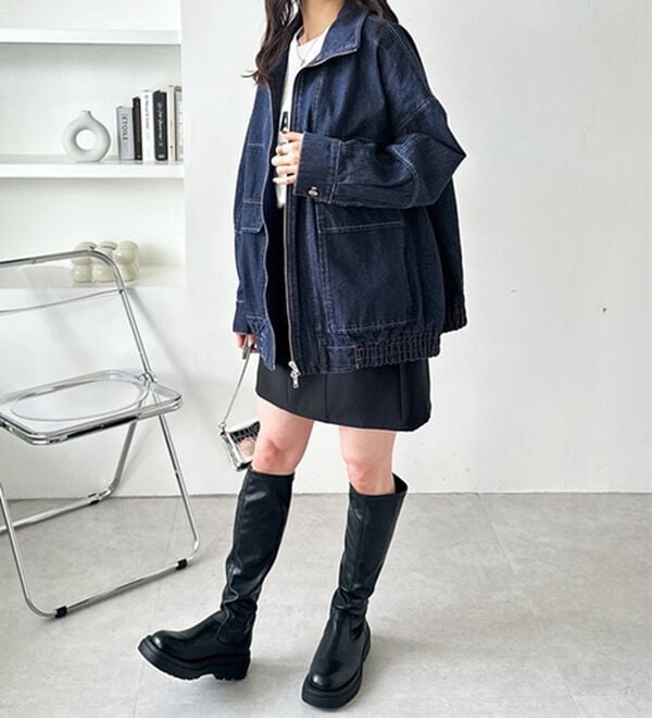 GeeRA（ジーラ）の「オーバーサイズダブルジップデニムブルゾン（ブルゾン）」｜詳細画像