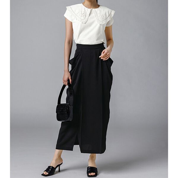 RANAN（ラナン）の「麻調素材ポケットデザインスカート（ロングスカート）」｜詳細画像