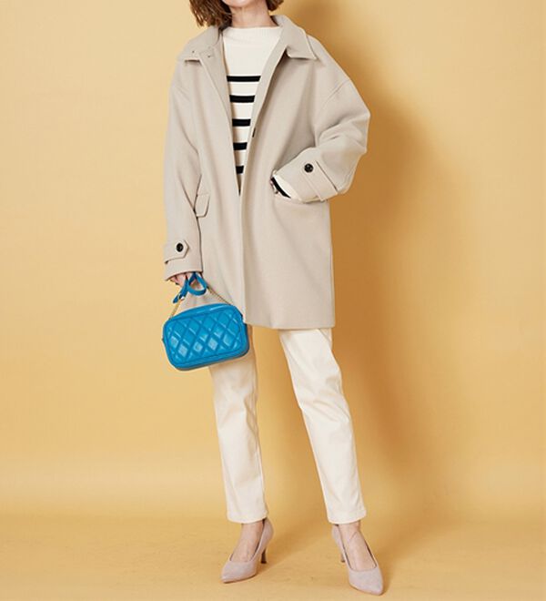 BELLUNA（ベルーナ）の「ウール調スタンド衿ミドル丈コクーンコート（ハーフコート）」｜詳細画像