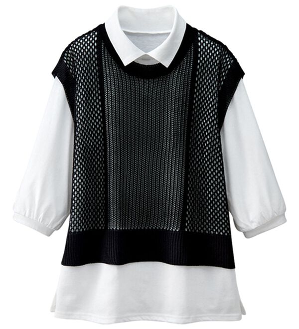 BELLUNA（ベルーナ）の「透かし編ニットベストアンサンブル（アンサンブル）」｜詳細画像