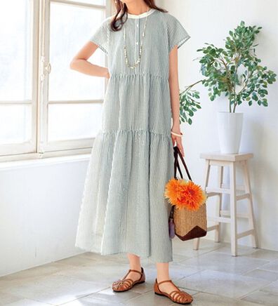 ルフラン（ルフラン）の「切替えストライプ柄ワンピース（その他ワンピース）」