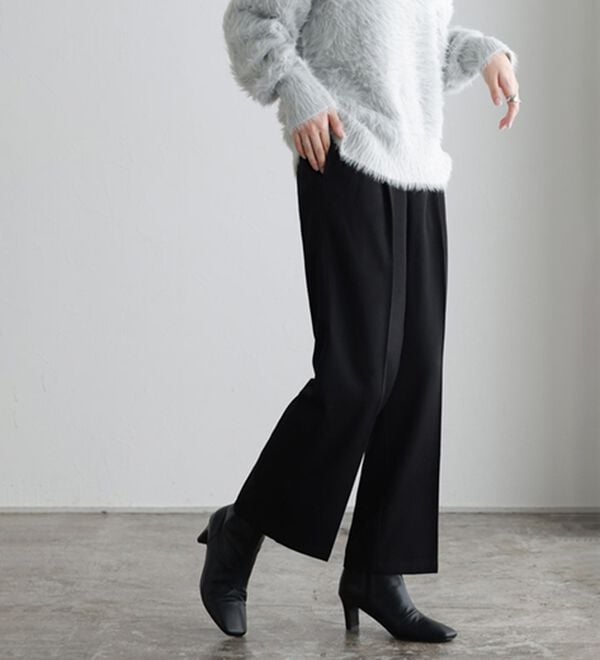 Pierrot（ピエロ）の「裏微起毛タックパンツ（フルレングスパンツ）」｜ブラック