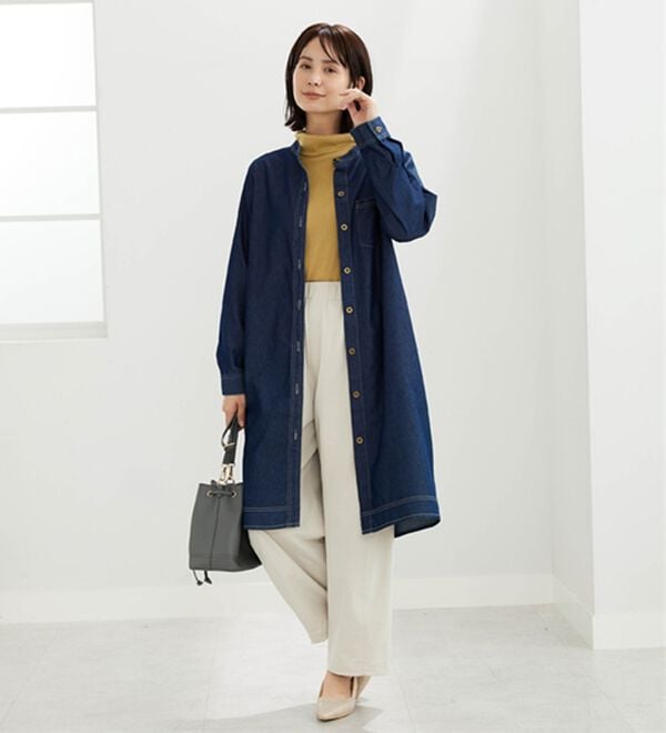 BELLUNA（ベルーナ）の「まるでニット！サラッと軽いリブハイネックプルオーバー（カットソー）」｜詳細画像