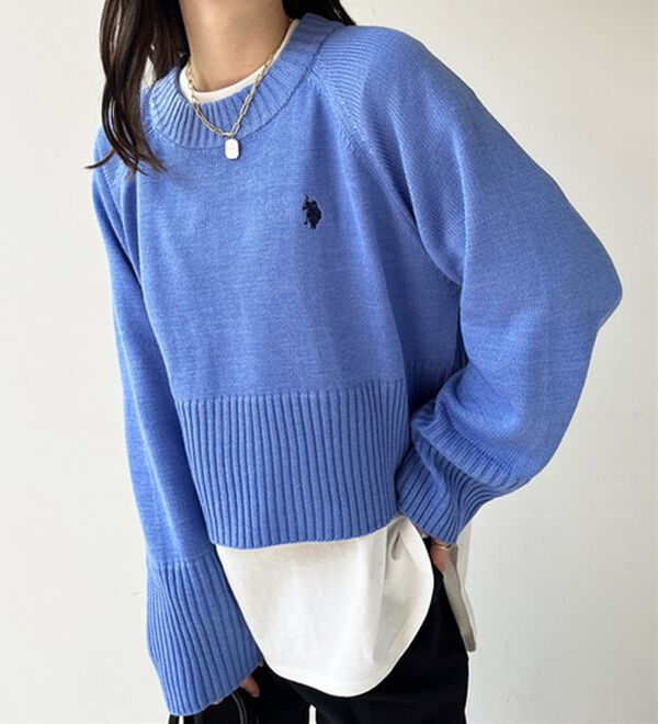 GeeRA（ジーラ）の「【ＵＳ．ＰＯＬＯ　ＡＳＳＮ】ショート丈ニット（ニット・セーター）」｜詳細画像