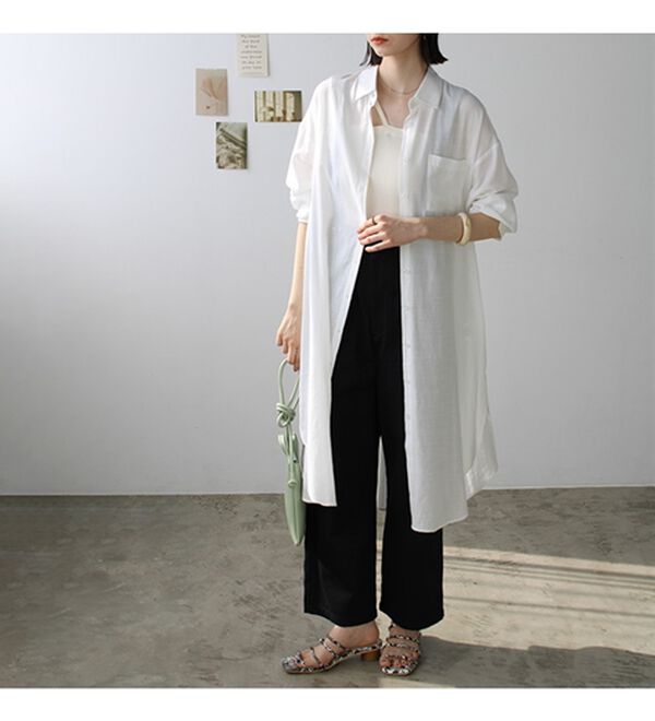 GeeRA（ジーラ）の「スリット入りロングシャツワンピース（シャツワンピース）」｜詳細画像