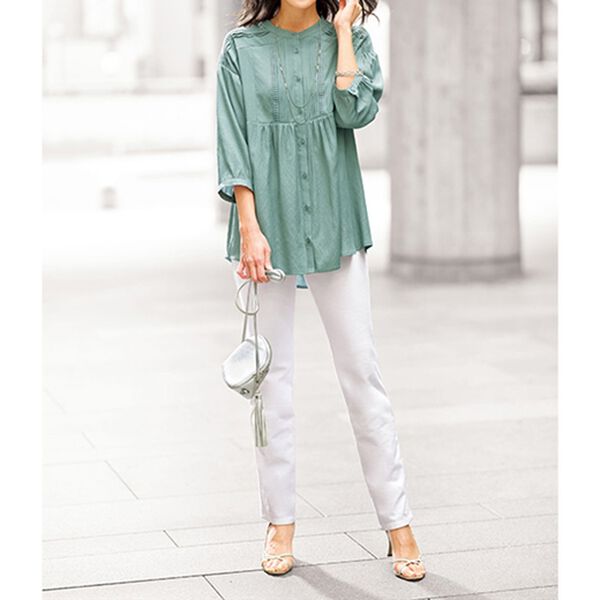 BELLUNA（ベルーナ）の「冷感クールジャージー素材美脚ジーンズ（フルレングスパンツ）」｜詳細画像