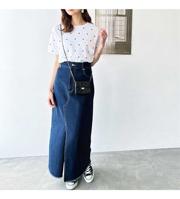 GeeRA（ジーラ）の「綿１００％ドット刺しゅうシルケットＴシャツ（Tシャツ）」｜詳細画像