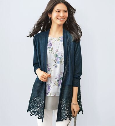 BELLUNA（ベルーナ）の「花柄ブラウス&times;レースカーデアンサンブル（チュニック）」