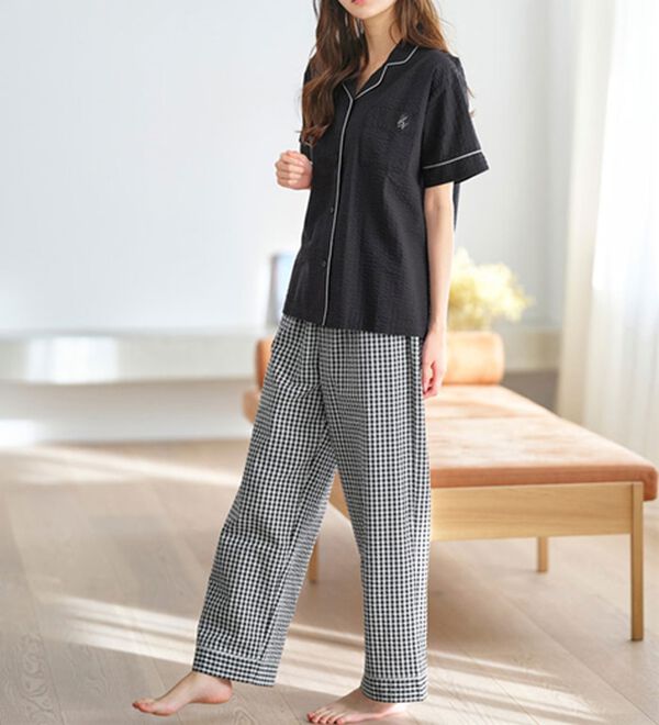 半袖＋ロングパンツ】綿100％サッカーシャツパジャマ - ベルーナ