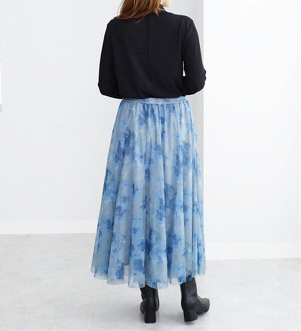 BELLUNA（ベルーナ）の「チュール素材プリントフレアースカート（ロングスカート）」｜詳細画像