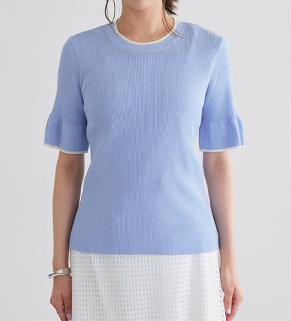 Pierrot（ピエロ）の「【接触冷感】配色デザインフレアニット（ニット・セーター）」｜詳細画像