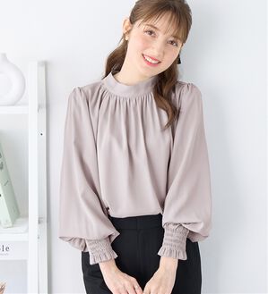 alotta（アロッタ）の「ボリューム袖上品とろみブラウス（ブラウス）」｜ライトグレー