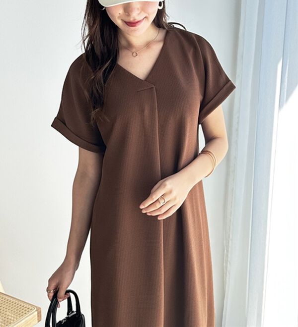 GeeRA（ジーラ）の「ひんやり快適！ジャカードスキッパーワンピ（カットソーワンピース）」｜詳細画像