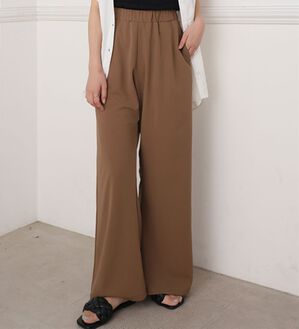 A HAPPY MARILYN（アハッピーマリリン）の「【Ｌ～８Ｌ】＜身長別に選べる２丈＞さらっと美脚ゆるカーブパンツ（ワイドパンツ・ガウチョ）」｜モカベージュ