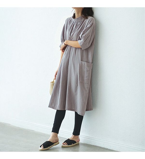 BELLUNA（ベルーナ）の「オーガニックコットンダブルガーゼワンピース（その他ワンピース）」｜詳細画像