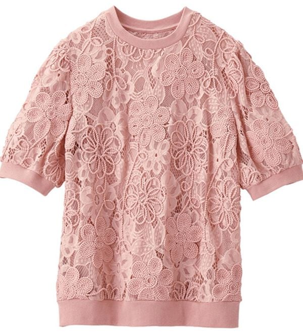 RANAN（ラナン）の「花柄立体レースリブ切替プルオーバー（ブラウス）」｜詳細画像