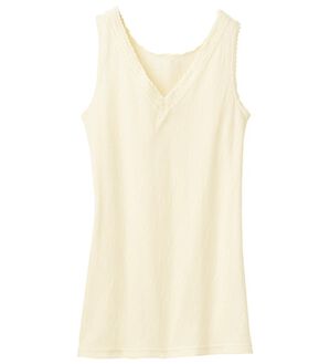 「なめらかシルク入りジャカードタンク（肌着・インナーウェア）」｜アイボリー