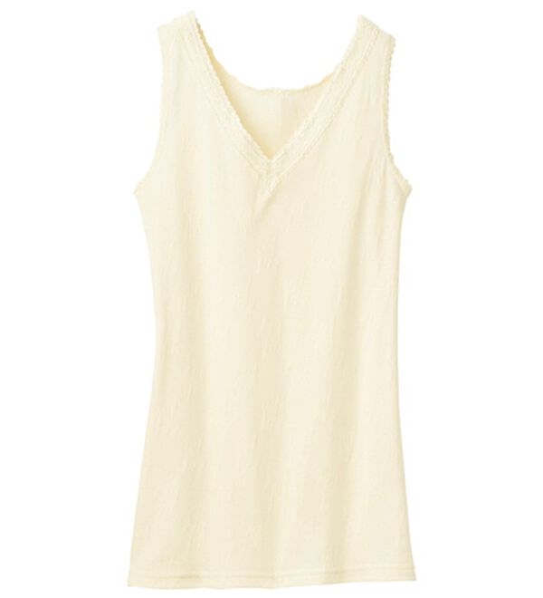 「なめらかシルク入りジャカードタンク（肌着・インナーウェア）」｜アイボリー