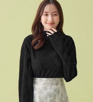 alotta（アロッタ）の「メロウ使いハイネックプルオーバー（カットソー）」｜ブラック