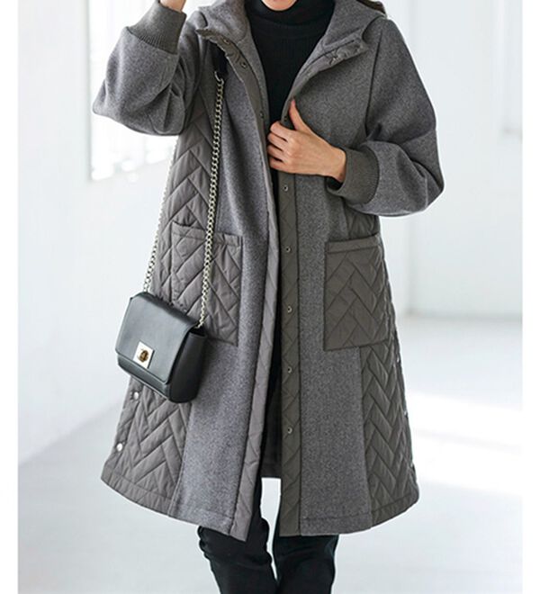 BELLUNA（ベルーナ）の「冬のおしゃれを楽しむキルトロングコート（ロングコート）」｜詳細画像