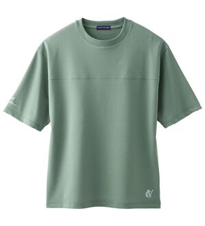 「＜コムルヴァン・オム＞ゆったりサッカー素材Ｔシャツ（メンズＴシャツ）」｜グリーン